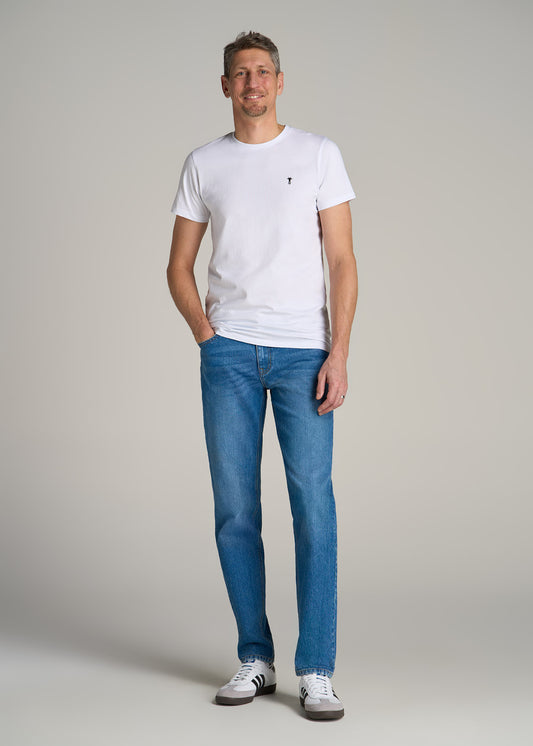 MODERN-FIT Embroidered Logo Crewneck T-Shirt for Tall Men in White