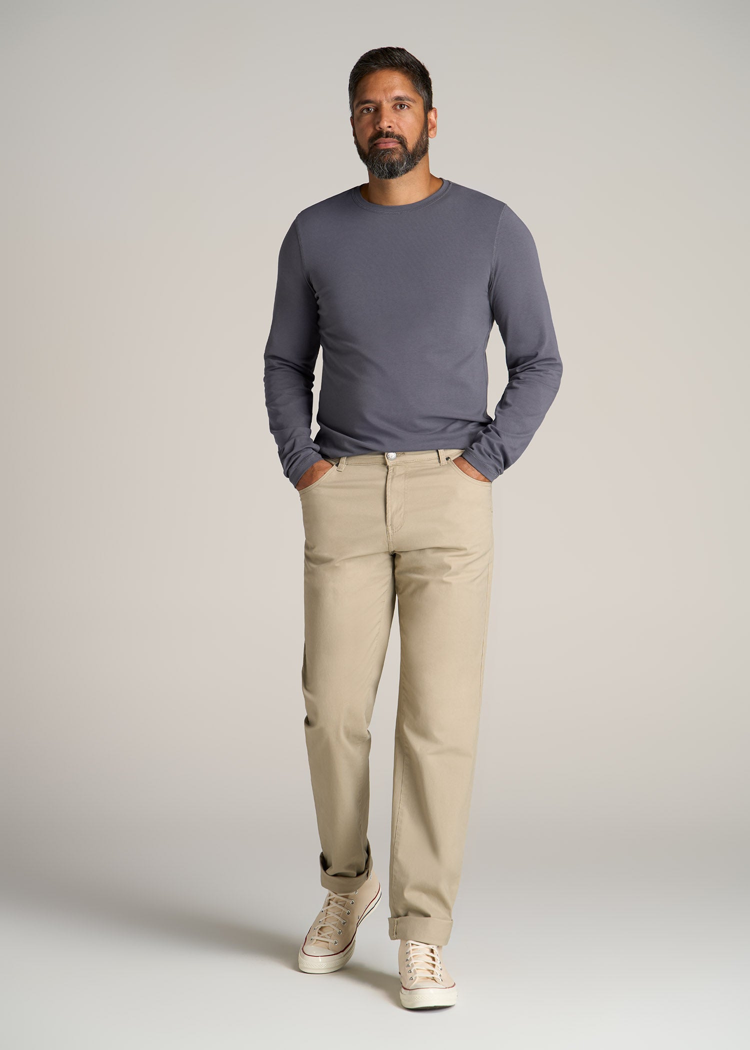 Original Essentials SLIM-FIT Long Sleeve Tall Men's T-Shirt in Black
