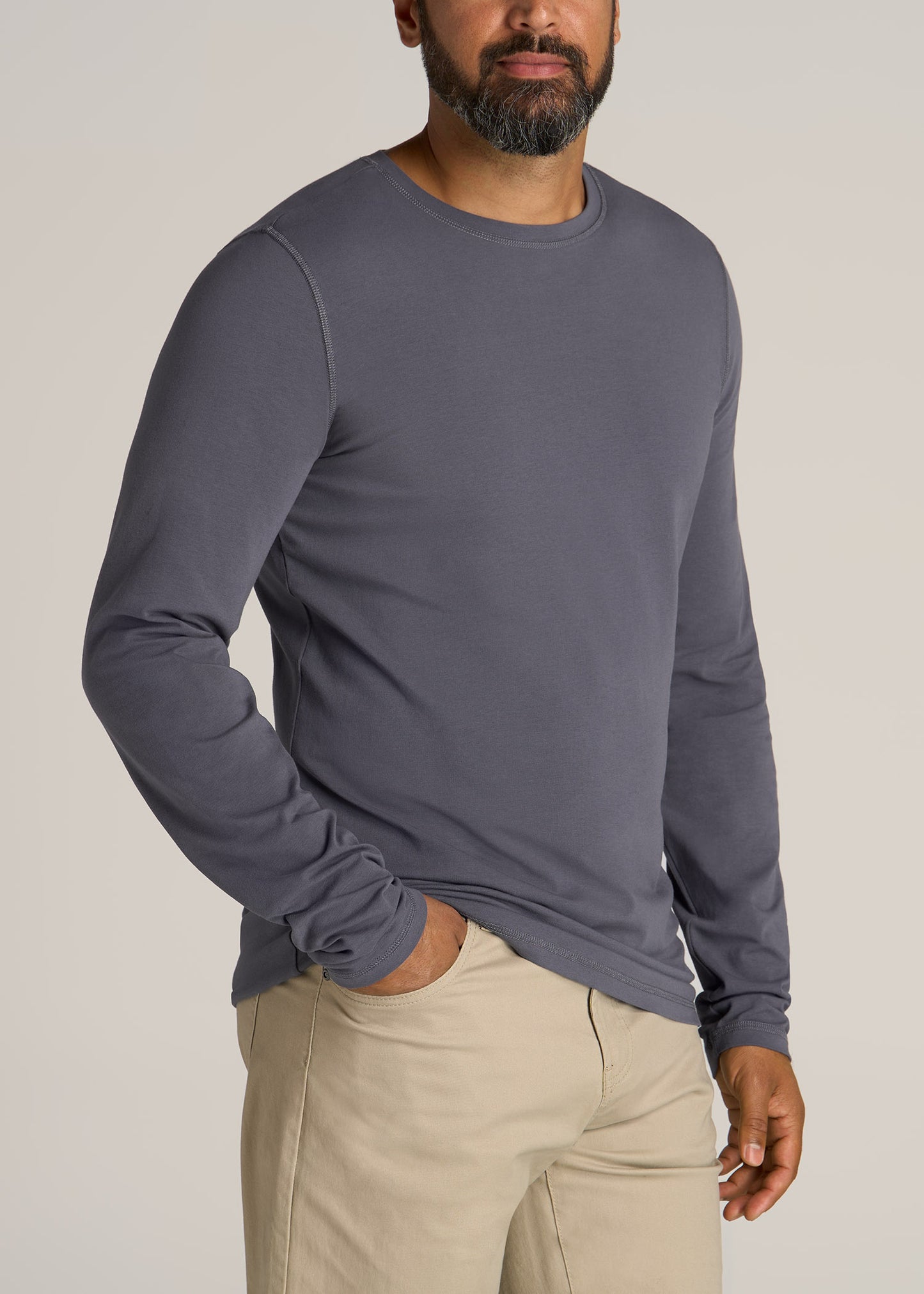 Lou Grey Denim slim fit shirt - Extra Long Sleeves - Grey - Male
