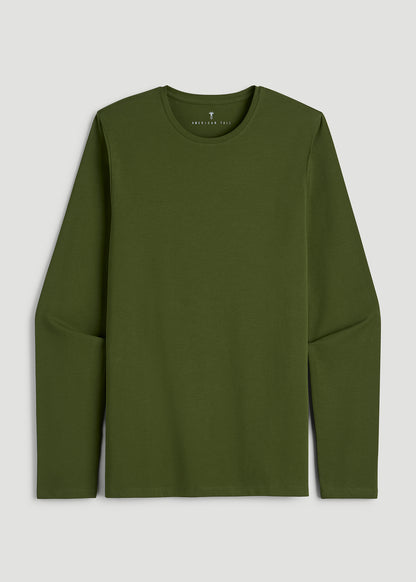 The Essential Modern Fit Crewneck Long Sleeve Tee for Tall Men in Bay Leaf