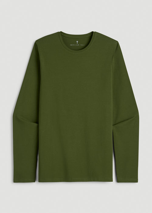 The Essential Modern Fit Crewneck Long Sleeve Tee for Tall Men in Bay Leaf