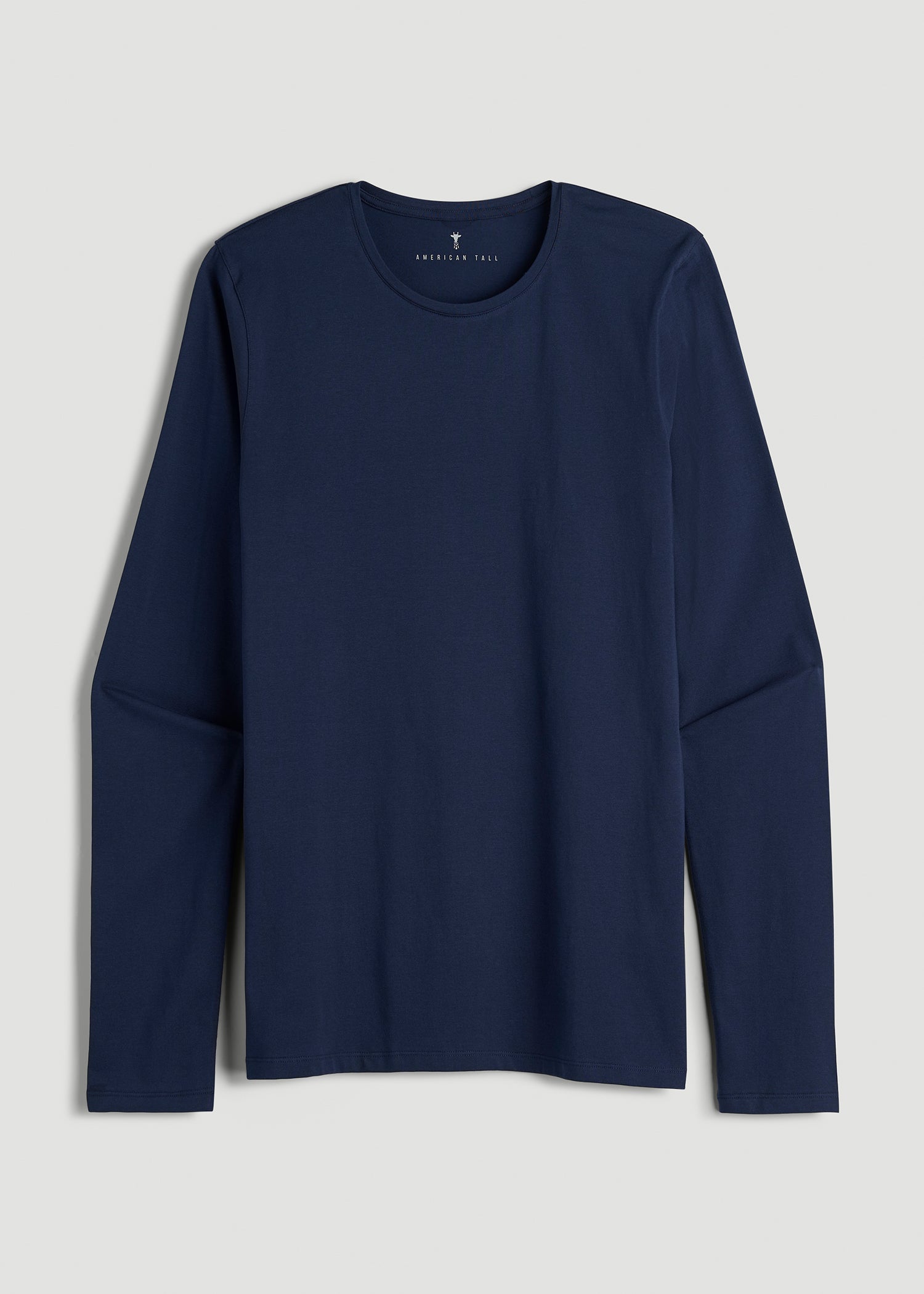 The Essential Modern Fit Crewneck Long Sleeve Tee for Tall Men in Navy