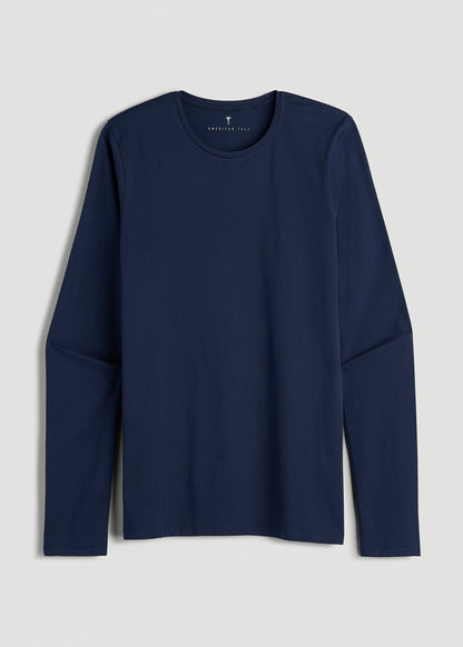 The Essential Modern Fit Crewneck Long Sleeve Tee for Tall Men in Navy