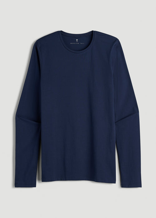 The Essential Modern Fit Crewneck Long Sleeve Tee for Tall Men in Navy