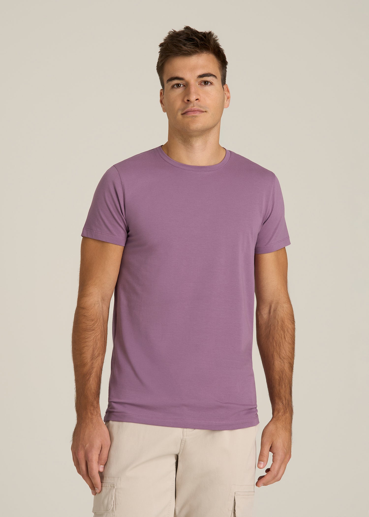 The Essential Modern Fit Crewneck Tee for Tall Men in Grapeade