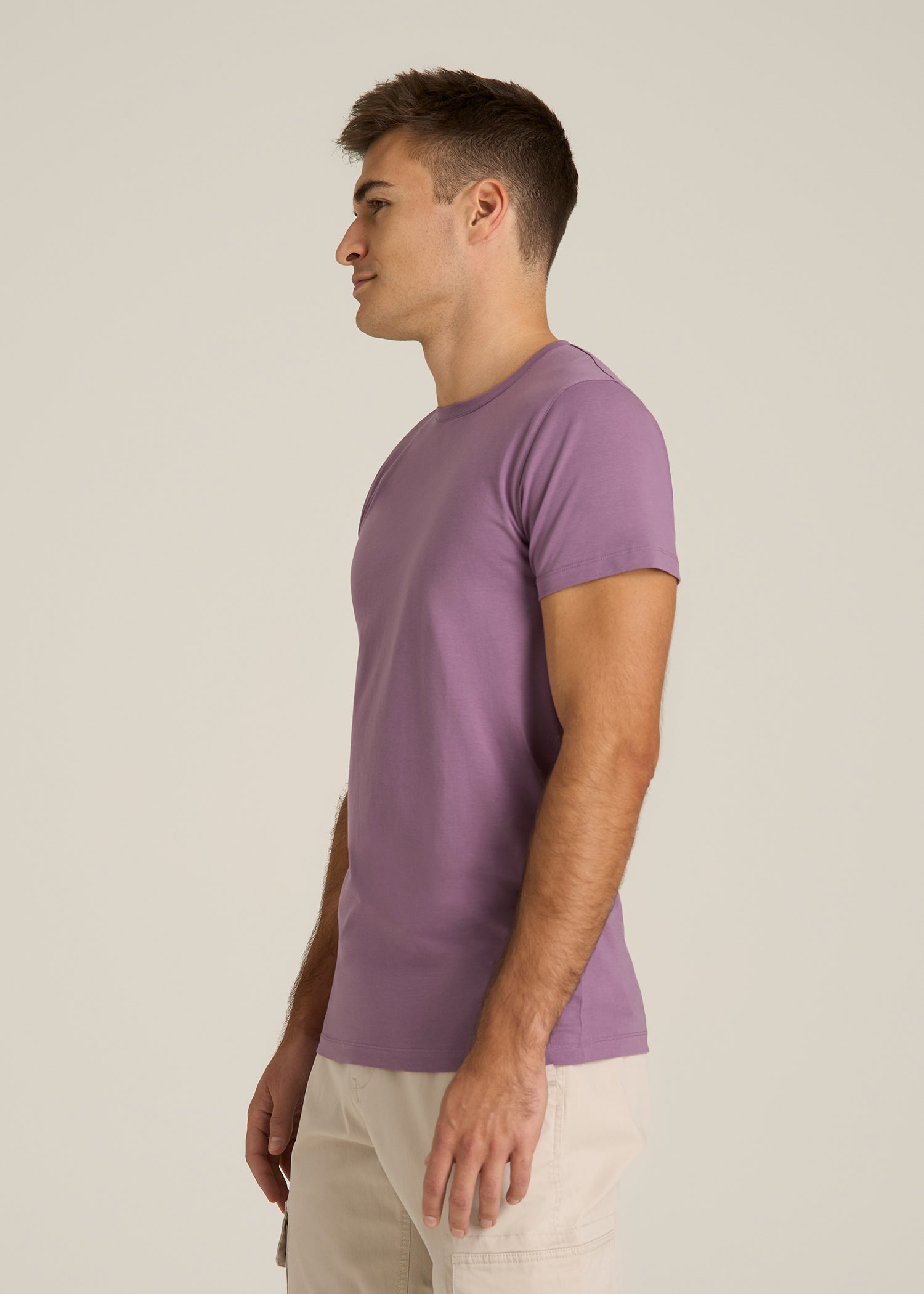 The Essential Modern Fit Crewneck Tee for Tall Men in Grapeade