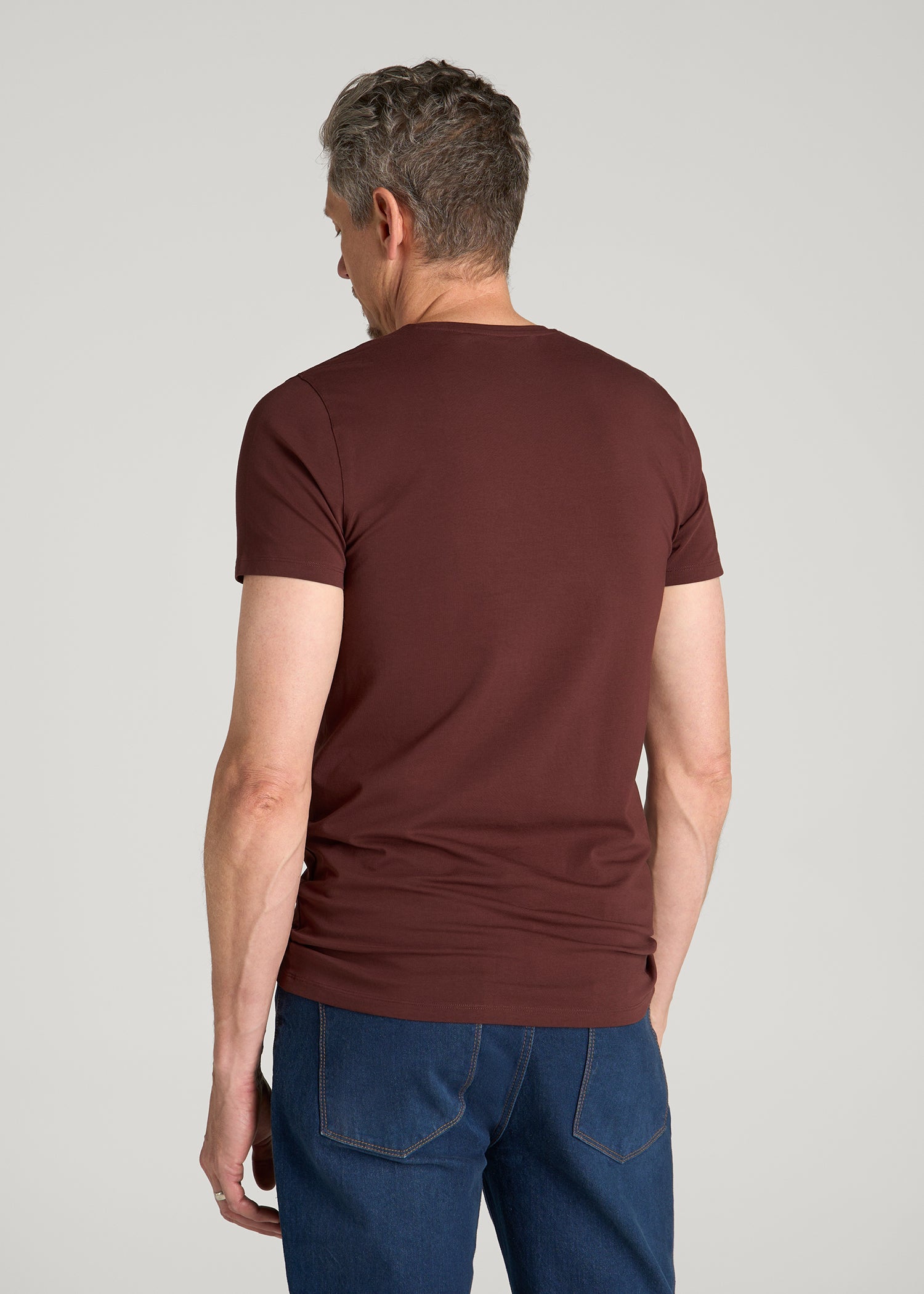 The Essential Modern Fit Crewneck Tee for Tall Men in Rum Raisin