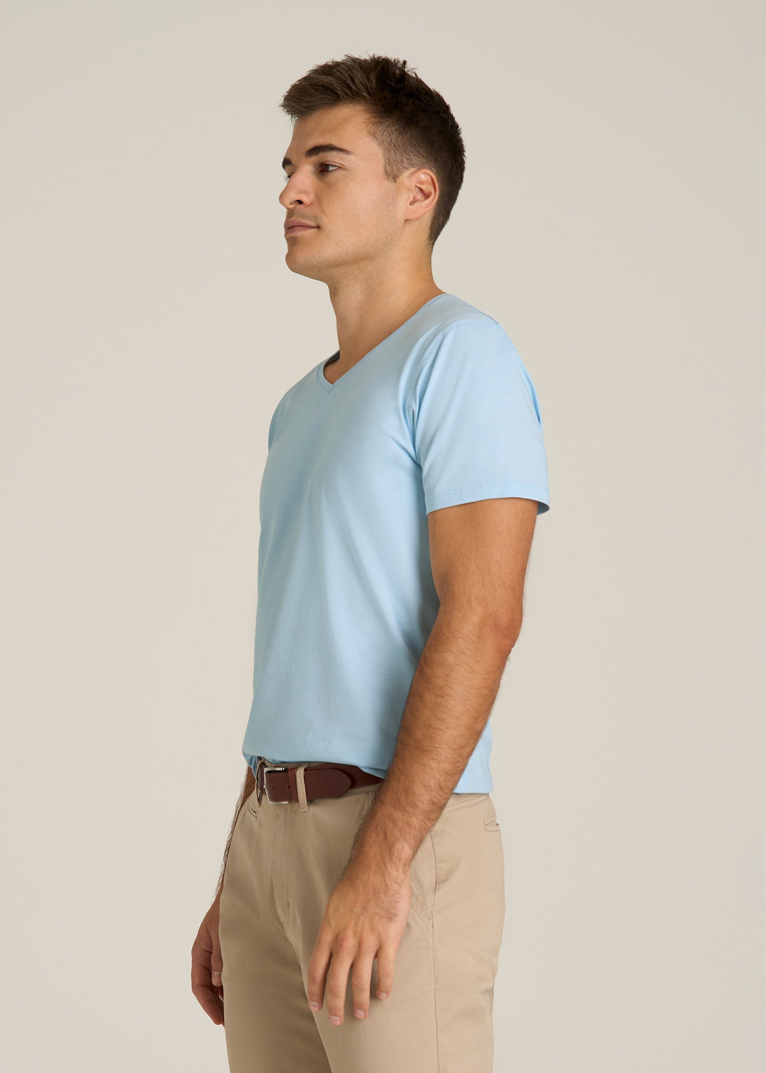 The Essential Modern Fit V-Neck Tee for Tall Men in Ice Blue