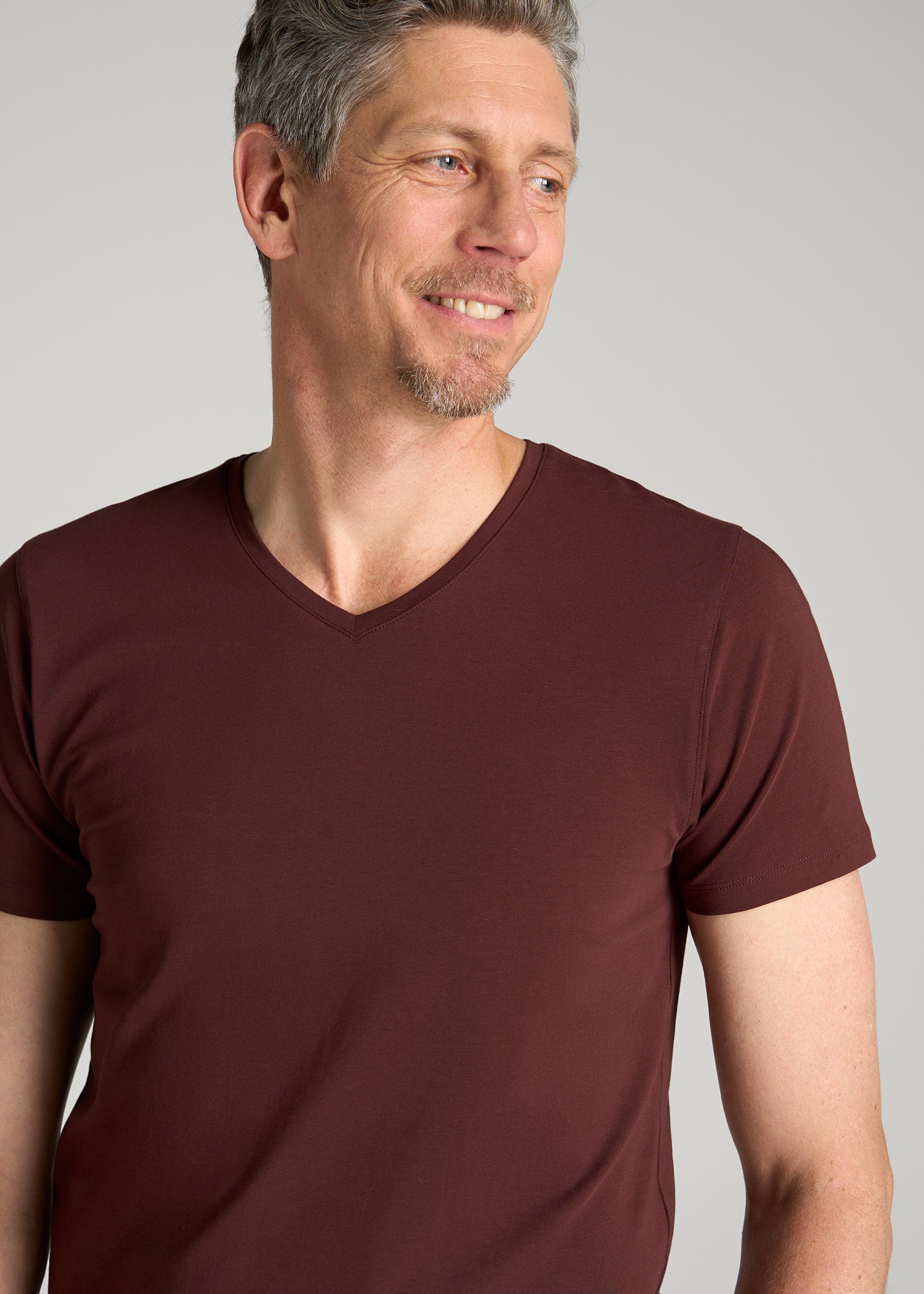 The Essential Modern Fit V-Neck Tee for Tall Men in Rum Raisin