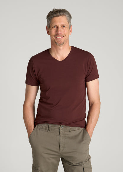 The Essential Modern Fit V-Neck Tee for Tall Men in Rum Raisin