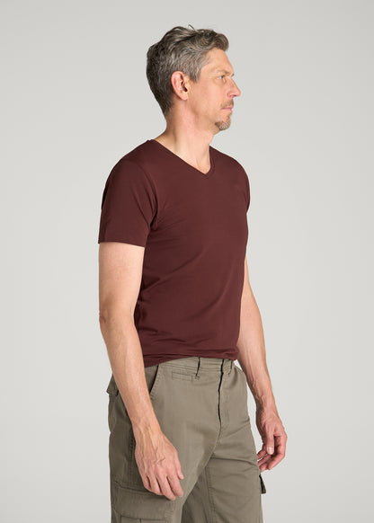 The Essential Modern Fit V-Neck Tee for Tall Men in Rum Raisin