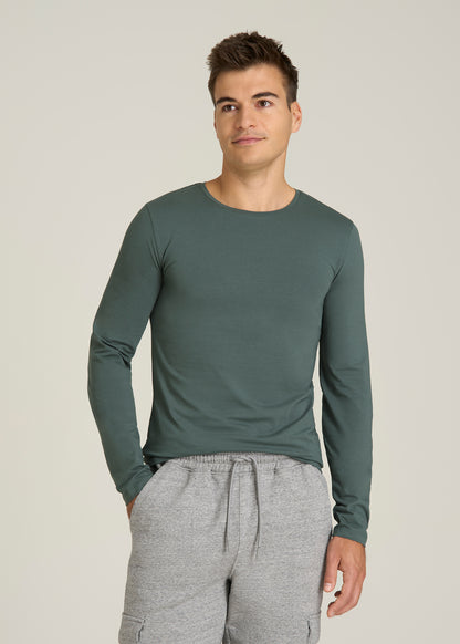 The Essential Slim Fit Long Sleeve Tee for Tall Men in Balsam Green