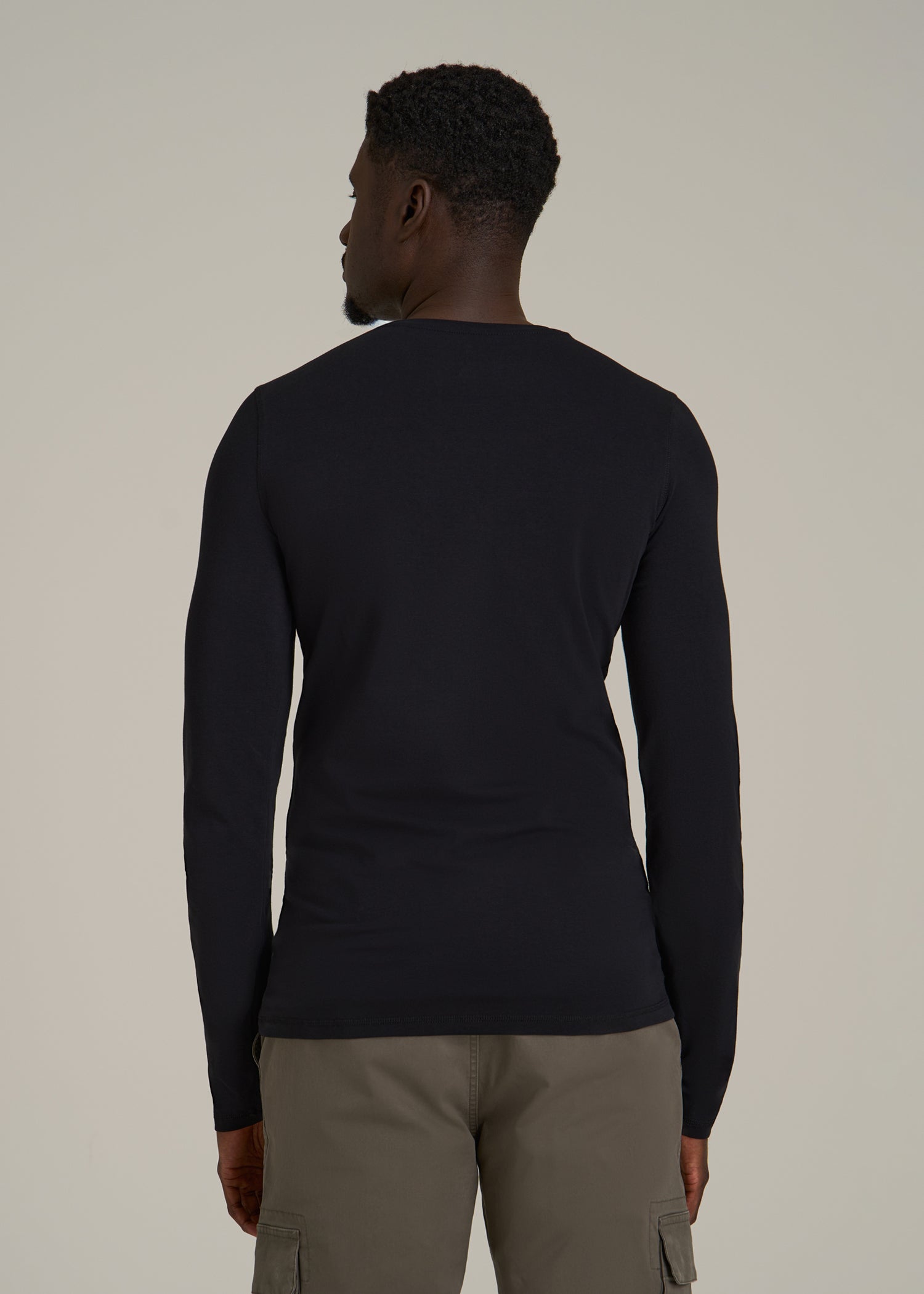 The Essential SLIM-FIT Long Sleeve Tee for Tall Men in Black