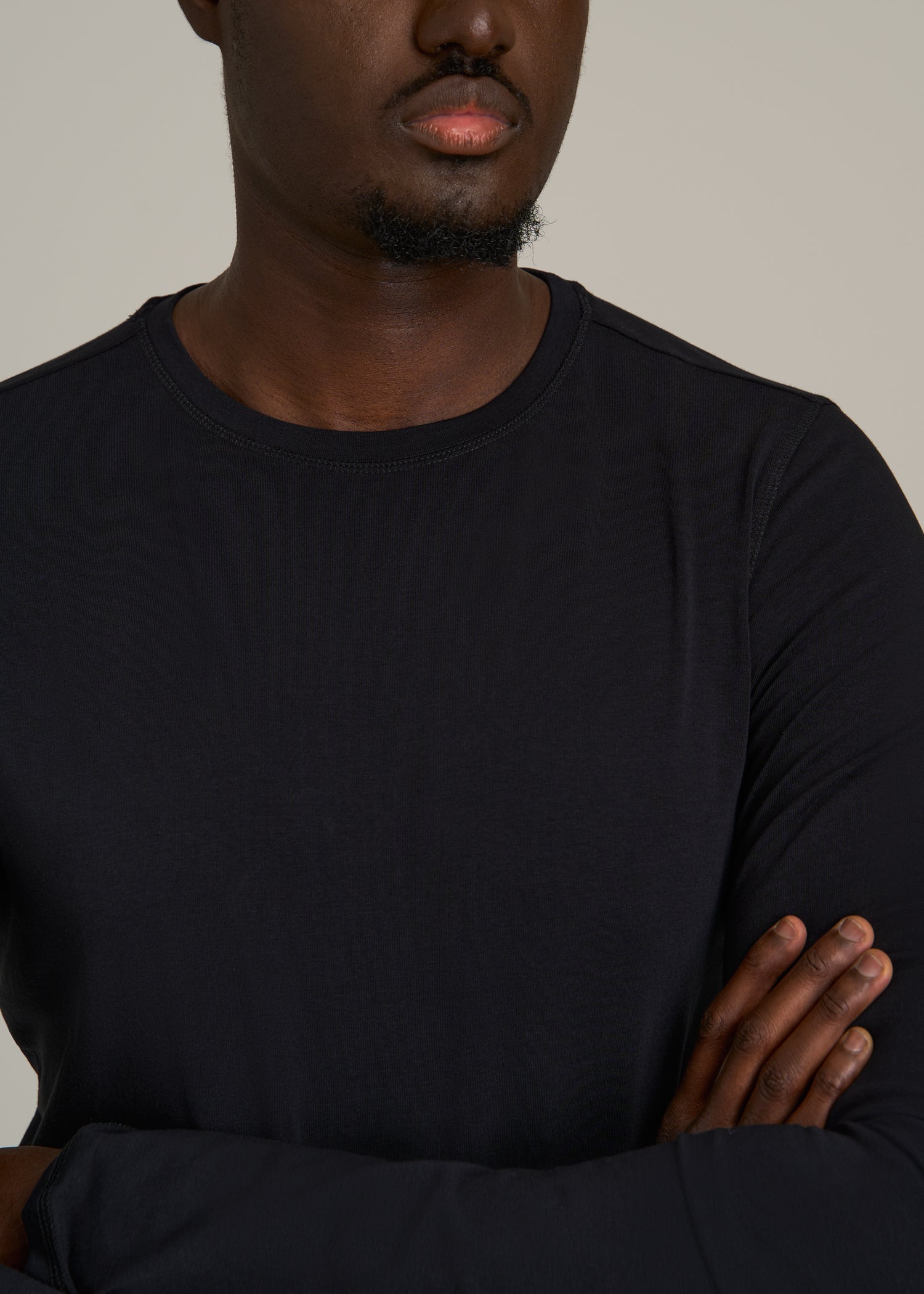 The Essential SLIM-FIT Long Sleeve Tee for Tall Men in Black
