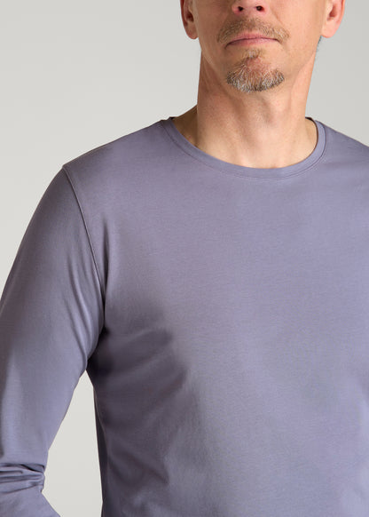 The Essential Slim Fit Long Sleeve Tee for Tall Men in Blue Granite