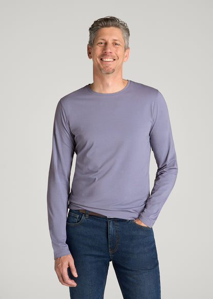The Essential Slim Fit Long Sleeve Tee for Tall Men in Blue Granite