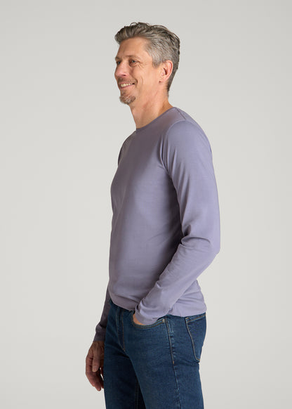 The Essential Slim Fit Long Sleeve Tee for Tall Men in Blue Granite