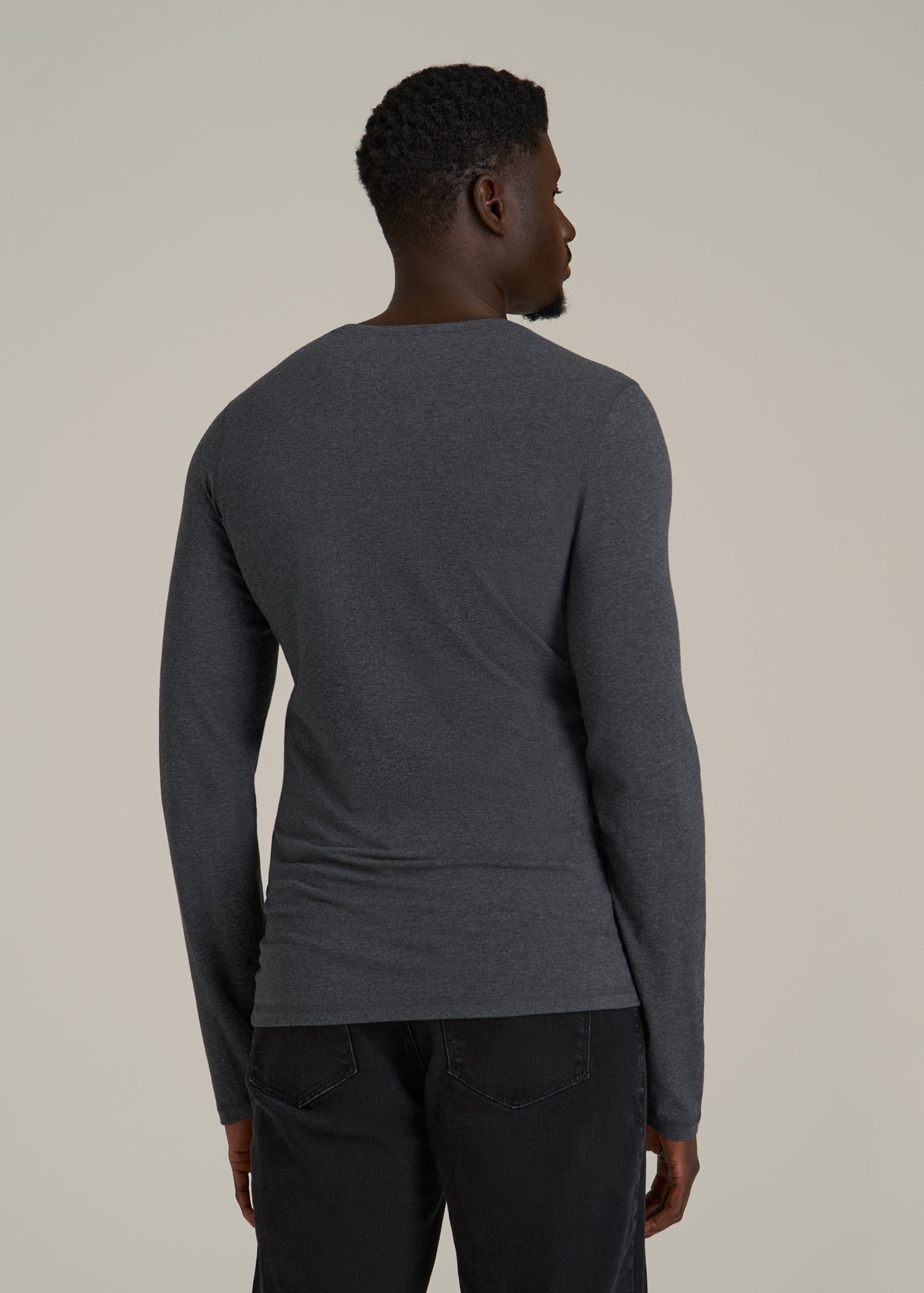 The Essential SLIM-FIT Long Sleeve Tee for Tall Men in Charcoal Mix
