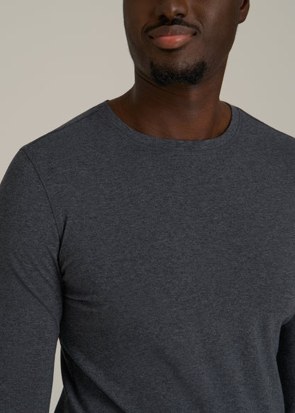 The Essential SLIM-FIT Long Sleeve Tee for Tall Men in Charcoal Mix