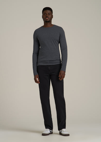 The Essential SLIM-FIT Long Sleeve Tee for Tall Men in Charcoal Mix