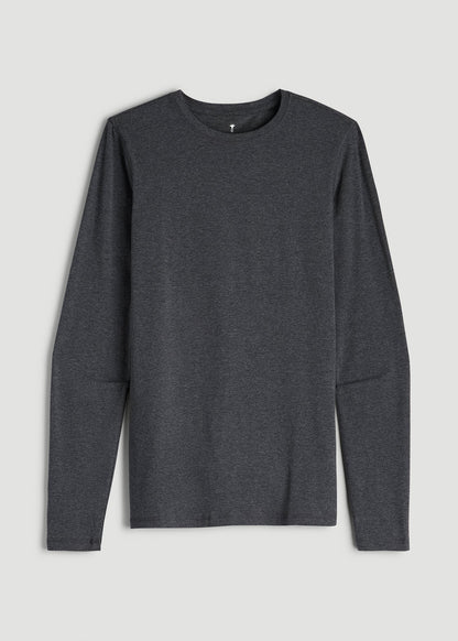 The Essential Slim Fit Long Sleeve Tee for Tall Men in Charcoal Mix