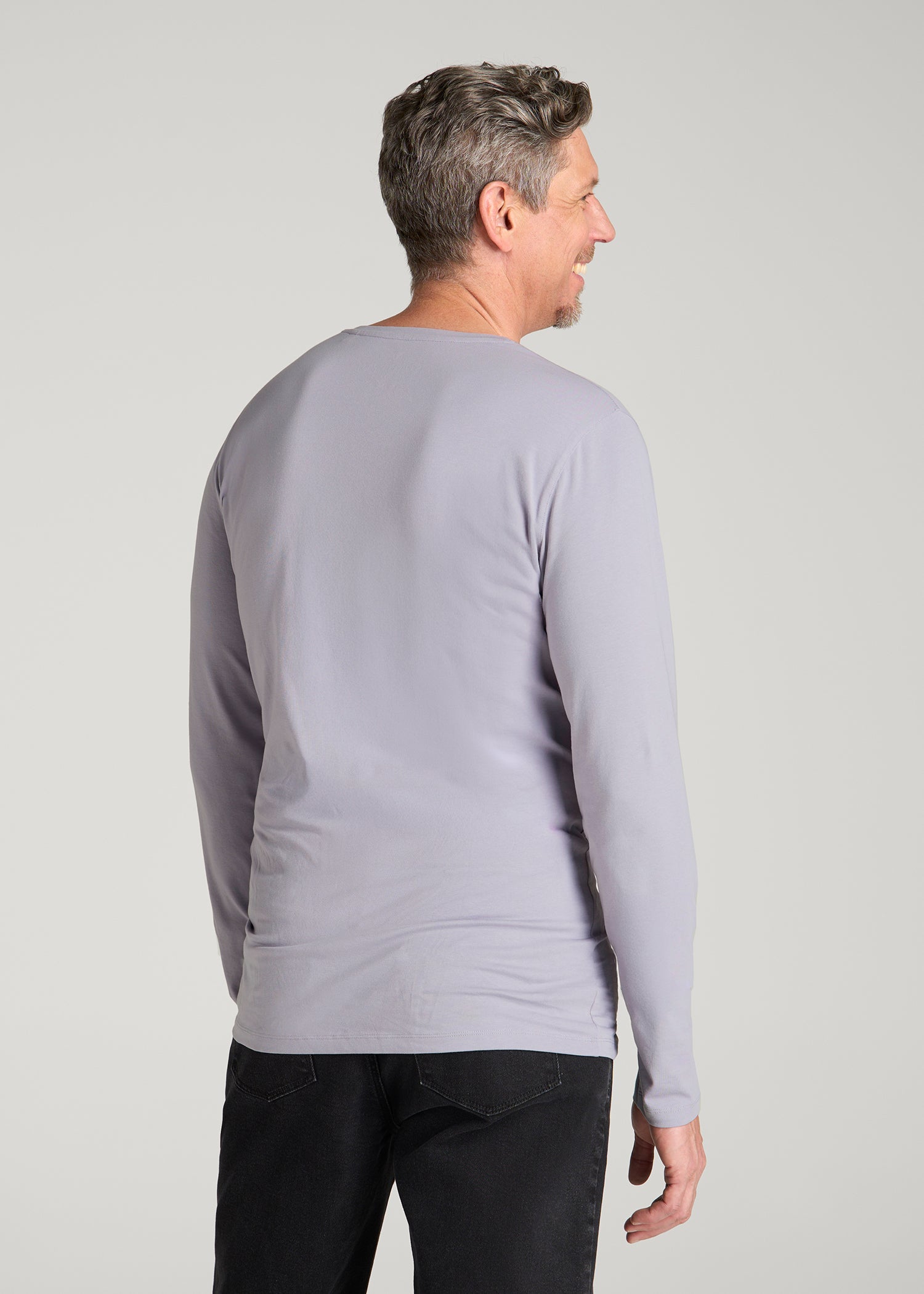 The Essential Slim Fit Long Sleeve Tee for Tall Men in Dusty Lilac