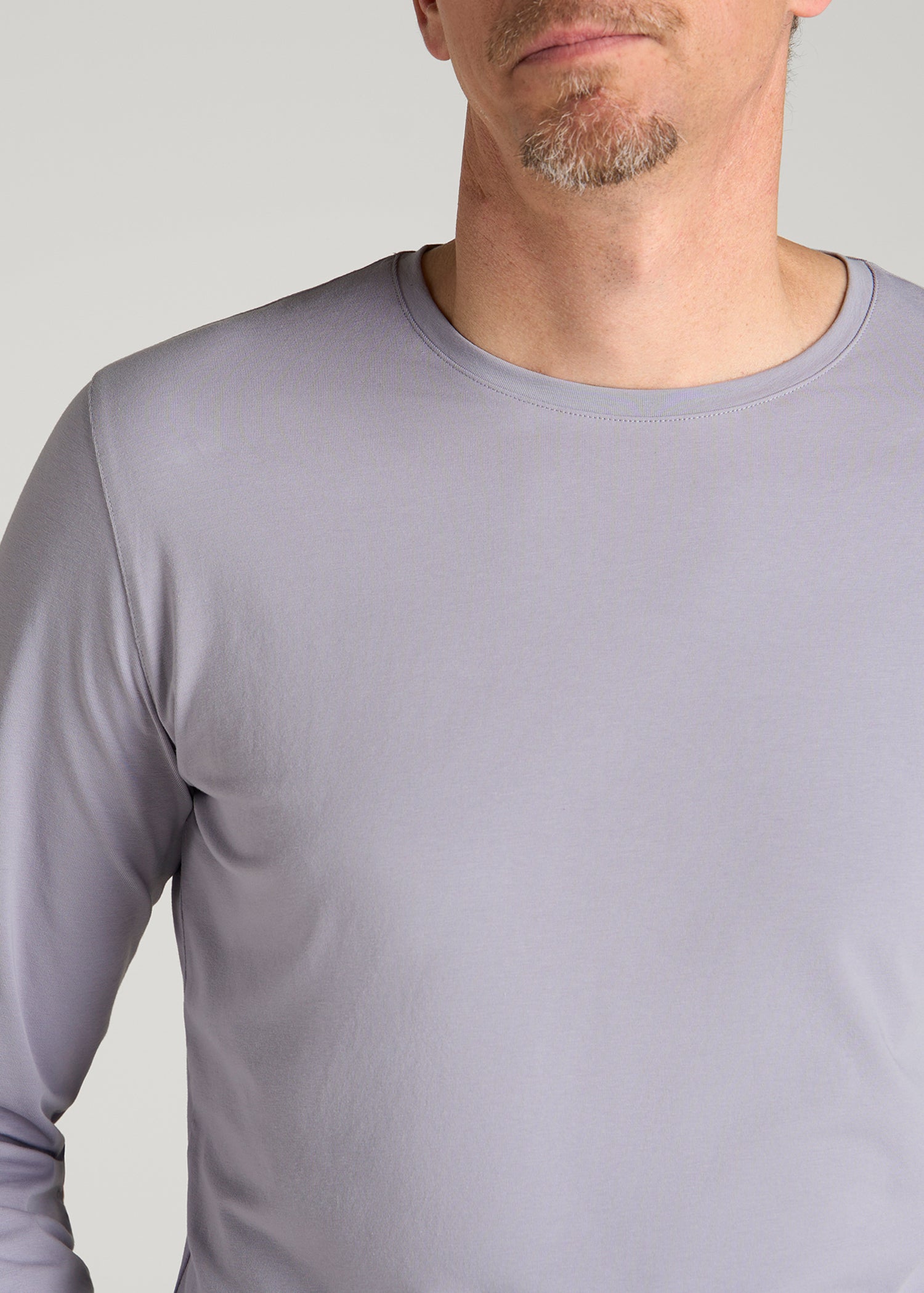 The Essential Slim Fit Long Sleeve Tee for Tall Men in Dusty Lilac