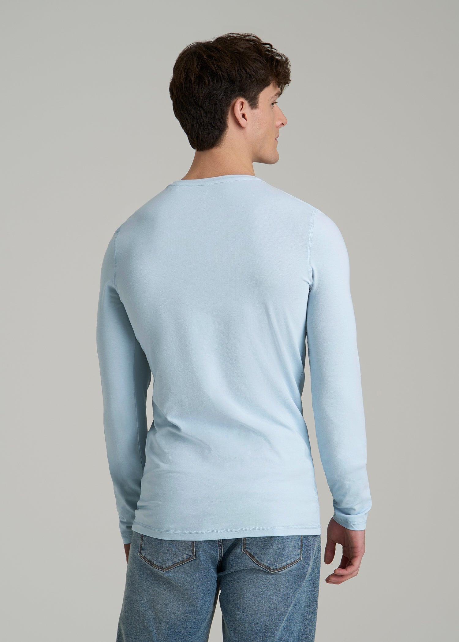 The Essential SLIM-FIT Long Sleeve Tee for Tall Men in Ice Blue