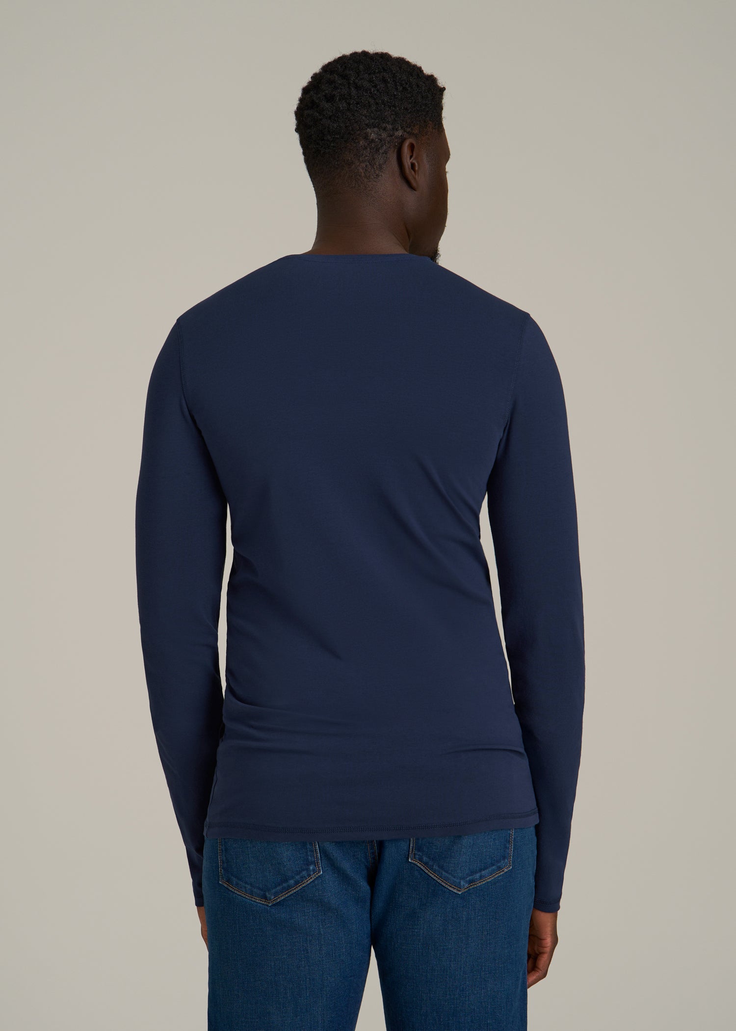 The Essential SLIM-FIT Long Sleeve Tee for Tall Men in Navy