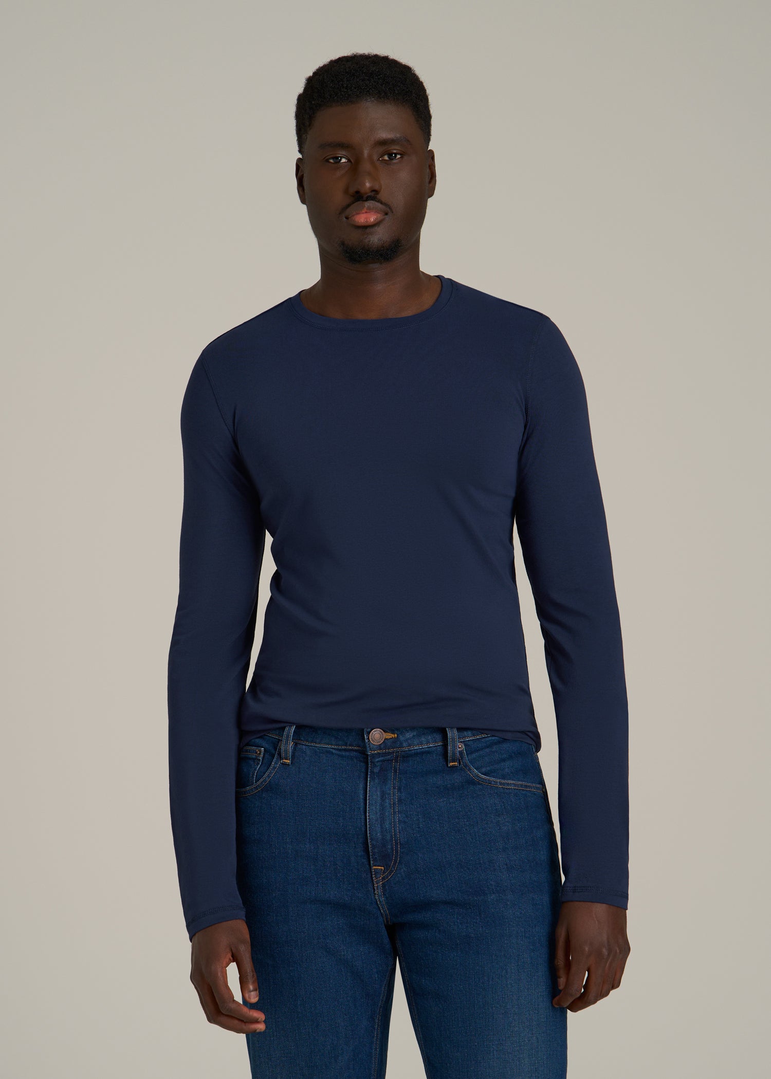 The Essential SLIM-FIT Long Sleeve Tee for Tall Men in Navy
