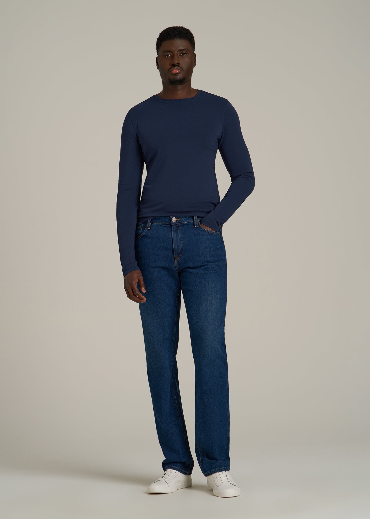 The Essential SLIM-FIT Long Sleeve Tee for Tall Men in Navy