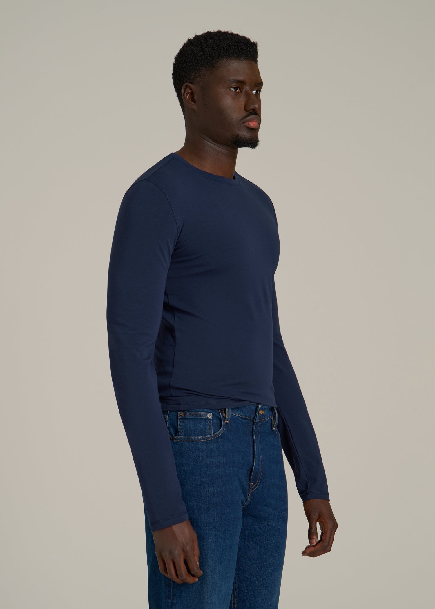 The Essential SLIM-FIT Long Sleeve Tee for Tall Men in Navy