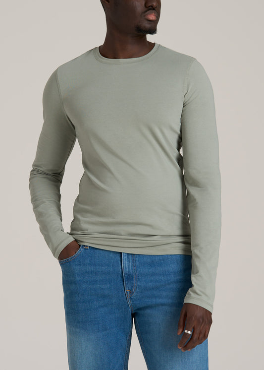 Original Essentials SLIM-FIT Long Sleeve Tall Men's T-Shirt in Seagrass