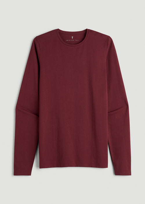 Essential Tees Slim Fit Long Sleeve Tee for Tall Men in Tawny Port