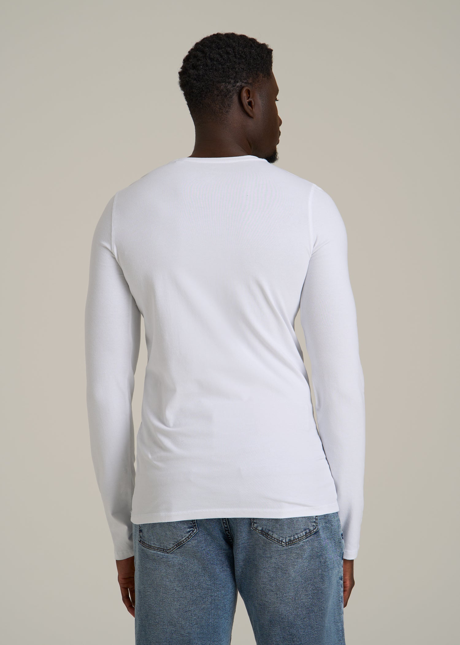 The Essential SLIM-FIT Long Sleeve Tee for Tall Men in White