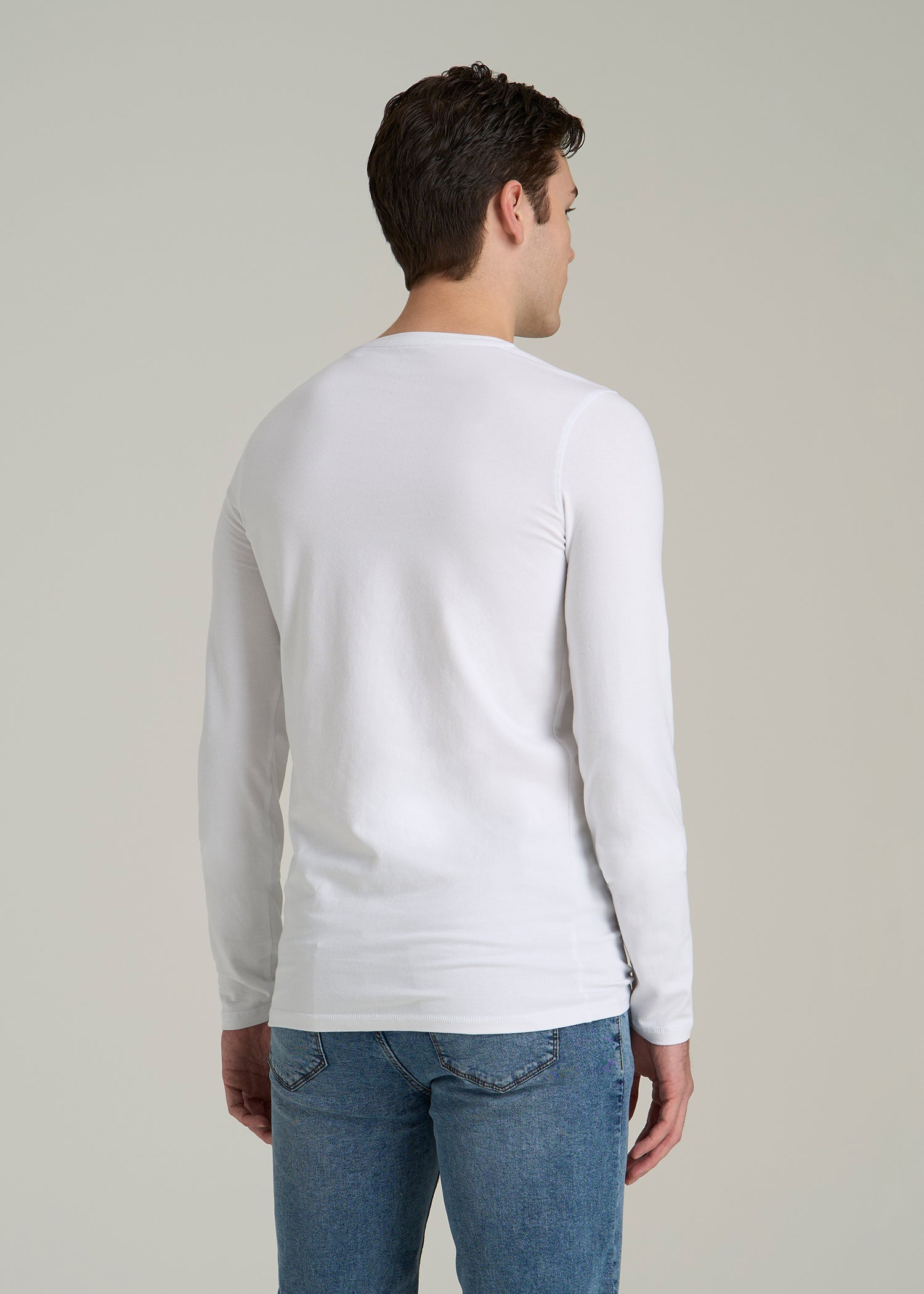 Slim Long Sleeve T Shirt: Tall Men's Slim Fit White Tee – American