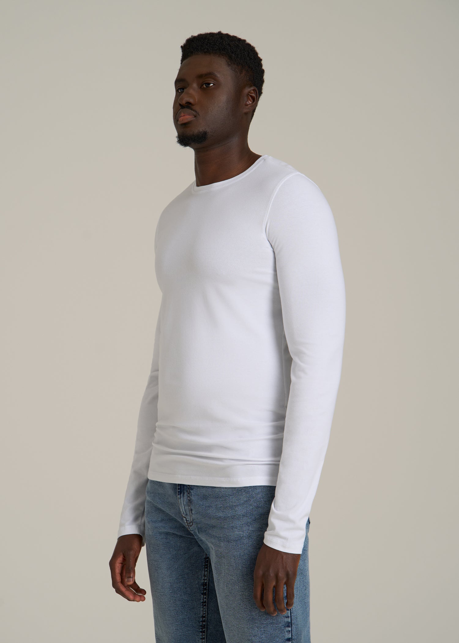 The Essential SLIM-FIT Long Sleeve Tee for Tall Men in White