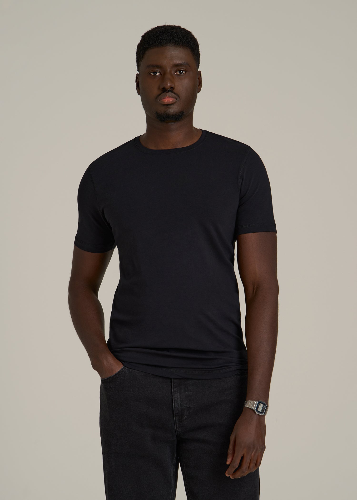 The Essential SLIM-FIT Crewneck Tee for Tall Men in Black