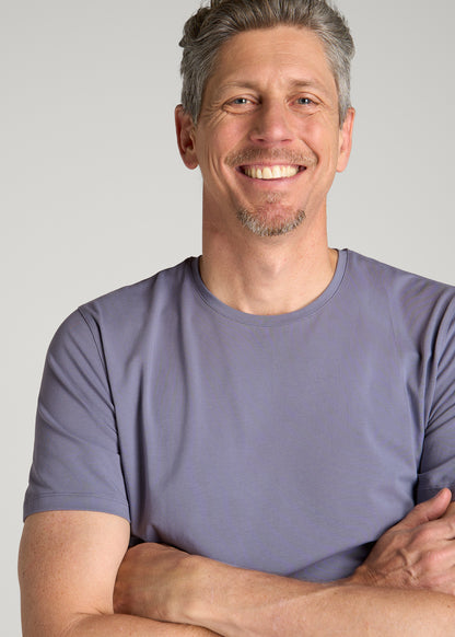 The Essential Slim Fit Crewneck Tee for Tall Men in Blue Granite