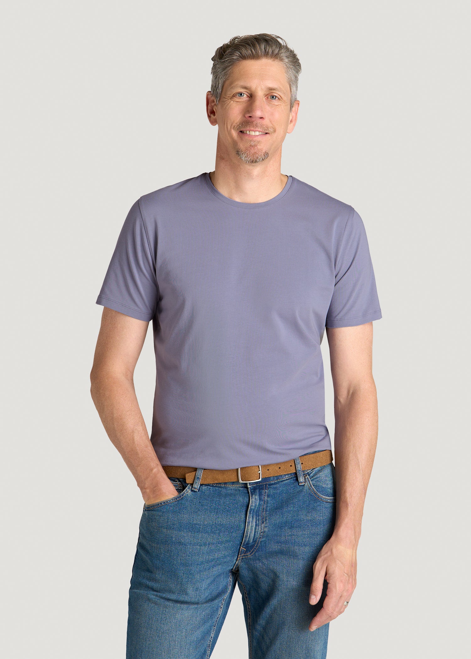 The Essential Slim Fit Crewneck Tee for Tall Men in Blue Granite