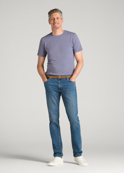 The Essential Slim Fit Crewneck Tee for Tall Men in Blue Granite
