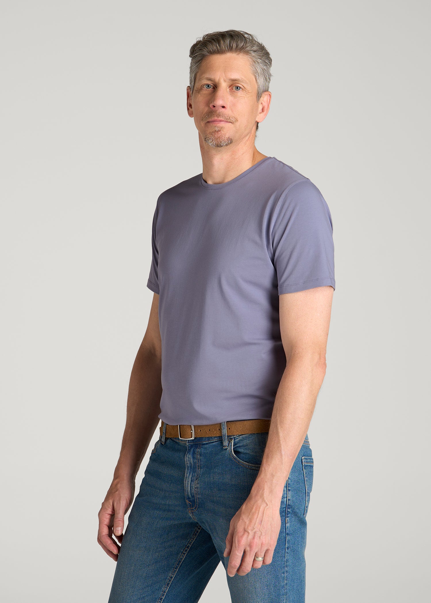 The Essential Slim Fit Crewneck Tee for Tall Men in Blue Granite