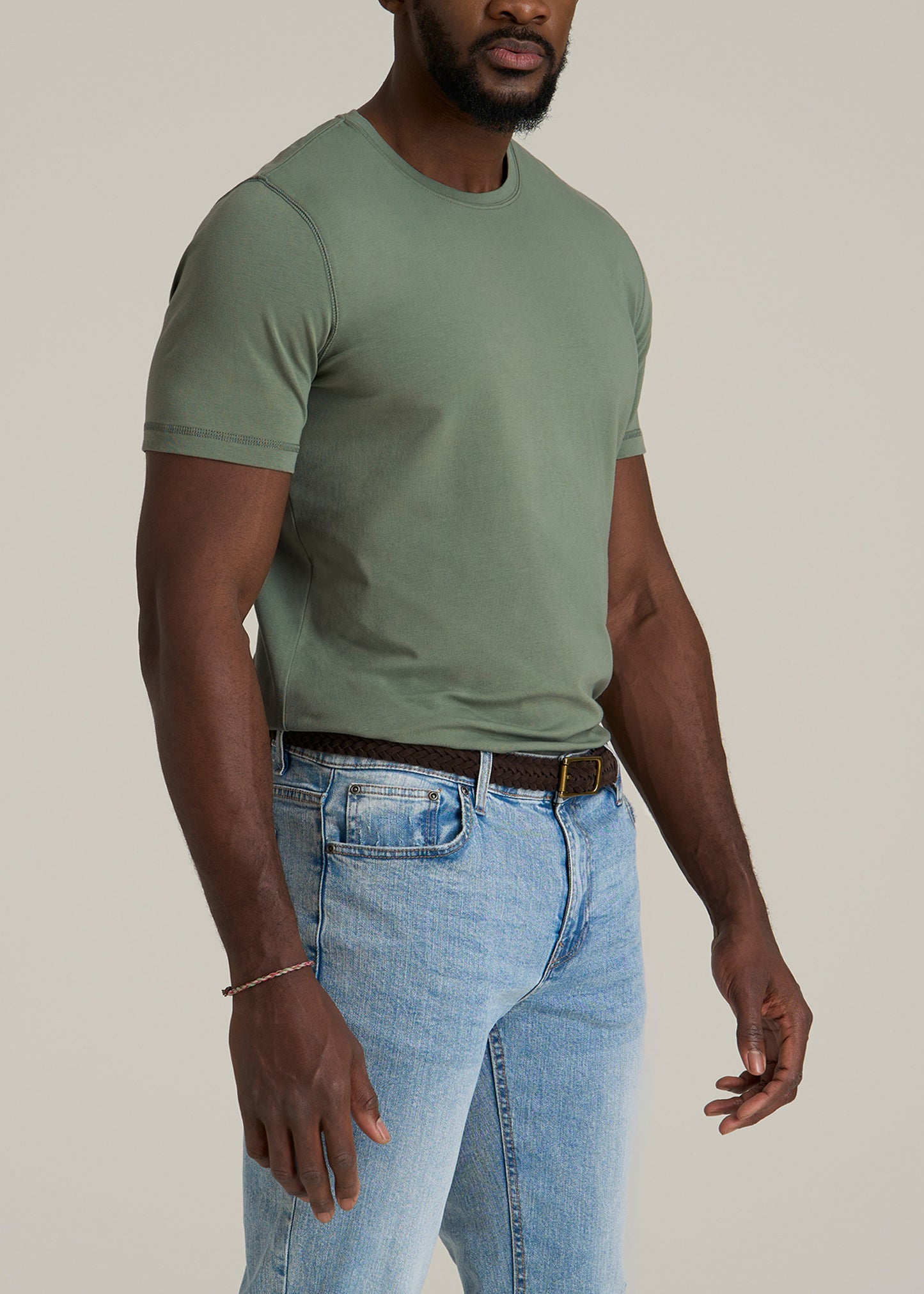 The Essential SLIM-FIT Crewneck Tee for Tall Men in Dark Seagrass