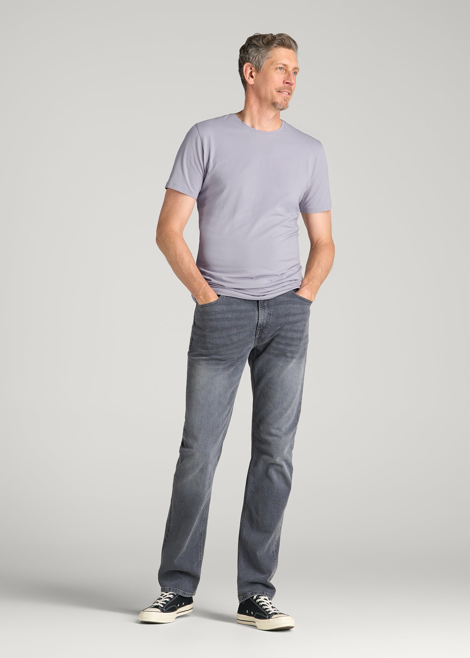 The Essential Slim Fit Crewneck Tee for Tall Men in Dusty Lilac