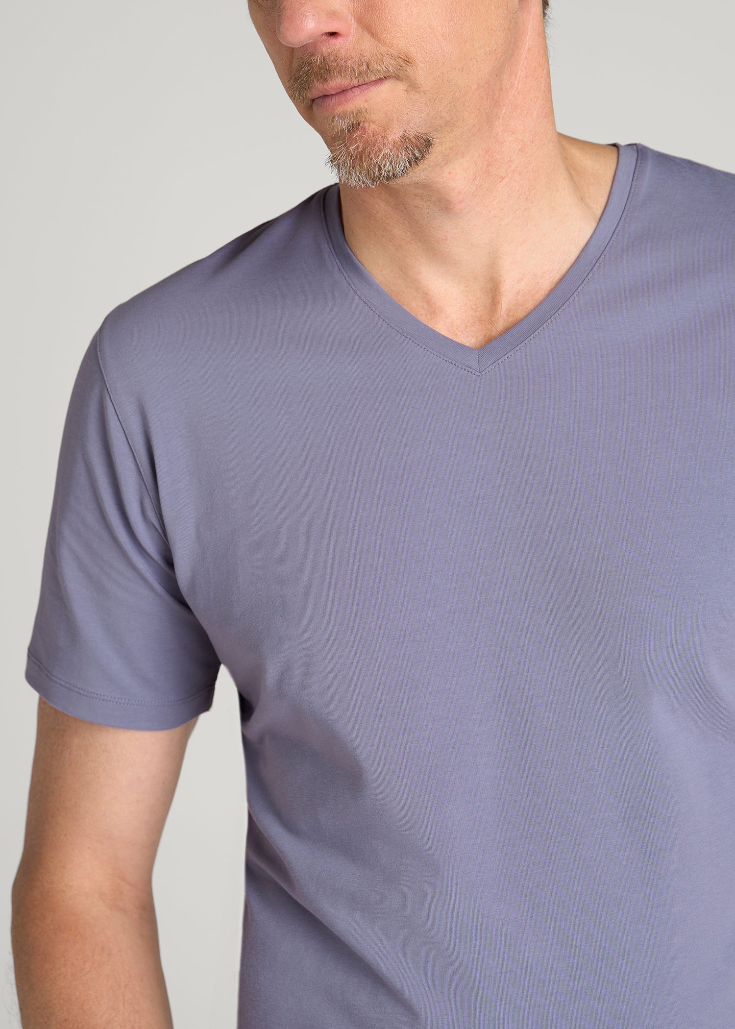 The Essential Slim Fit V-Neck Tee for Tall Men in Blue Granite