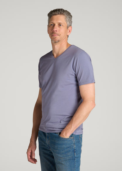 The Essential Slim Fit V-Neck Tee for Tall Men in Blue Granite