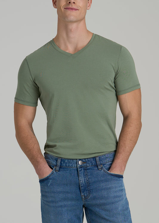 The Essential SLIM-FIT V-Neck Tee for Tall Men in Dark Seagrass