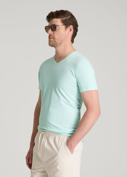 The Essential Slim Fit V-Neck Tee for Tall Men in Opal Blue