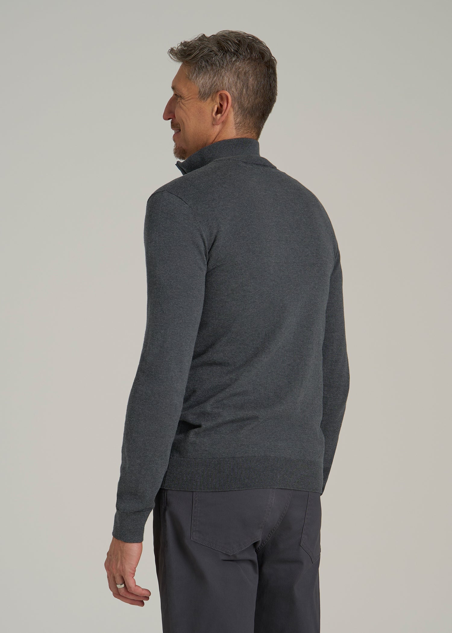 Everyday Quarter-Zip Sweater for Tall Men in Charcoal Mix
