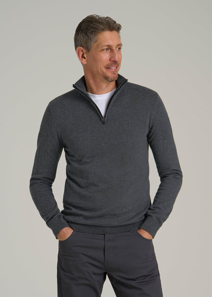 Everyday Quarter-Zip Sweater for Tall Men in Charcoal Mix